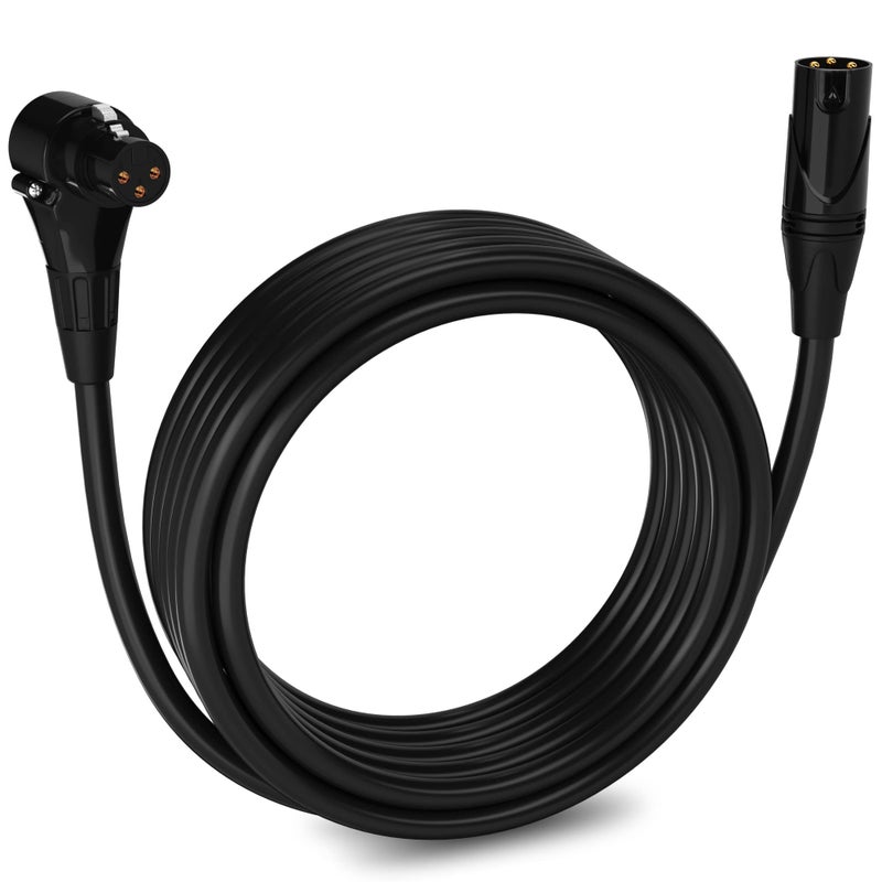 LyxPro 20 Feet Right Angle XLR Female to Male 3 Pin Mic Cord for Powered Speakers Audio Interface Professional Pro Audio Performance Camcorders DSLR Video Cameras and Recording Devices - Black - Image 1